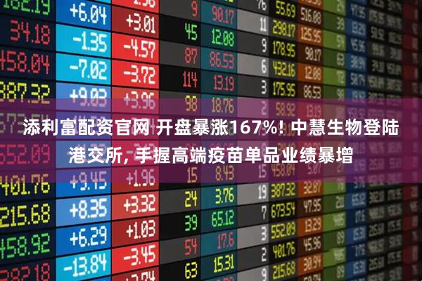 添利富配资官网 开盘暴涨167%! 中慧生物登陆港交所, 手握高端疫苗单品业绩暴增