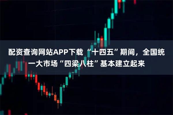 配资查询网站APP下载 “十四五”期间，全国统一大市场“四梁八柱”基本建立起来