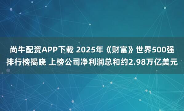 尚牛配资APP下载 2025年《财富》世界500强排行榜揭晓 上榜公司净利润总和约2.98万亿美元