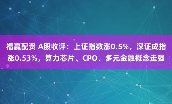 福赢配资 A股收评:上证指数涨0.5%,深证成指涨0.53%,算力芯片、CPO、多元金融概念走强